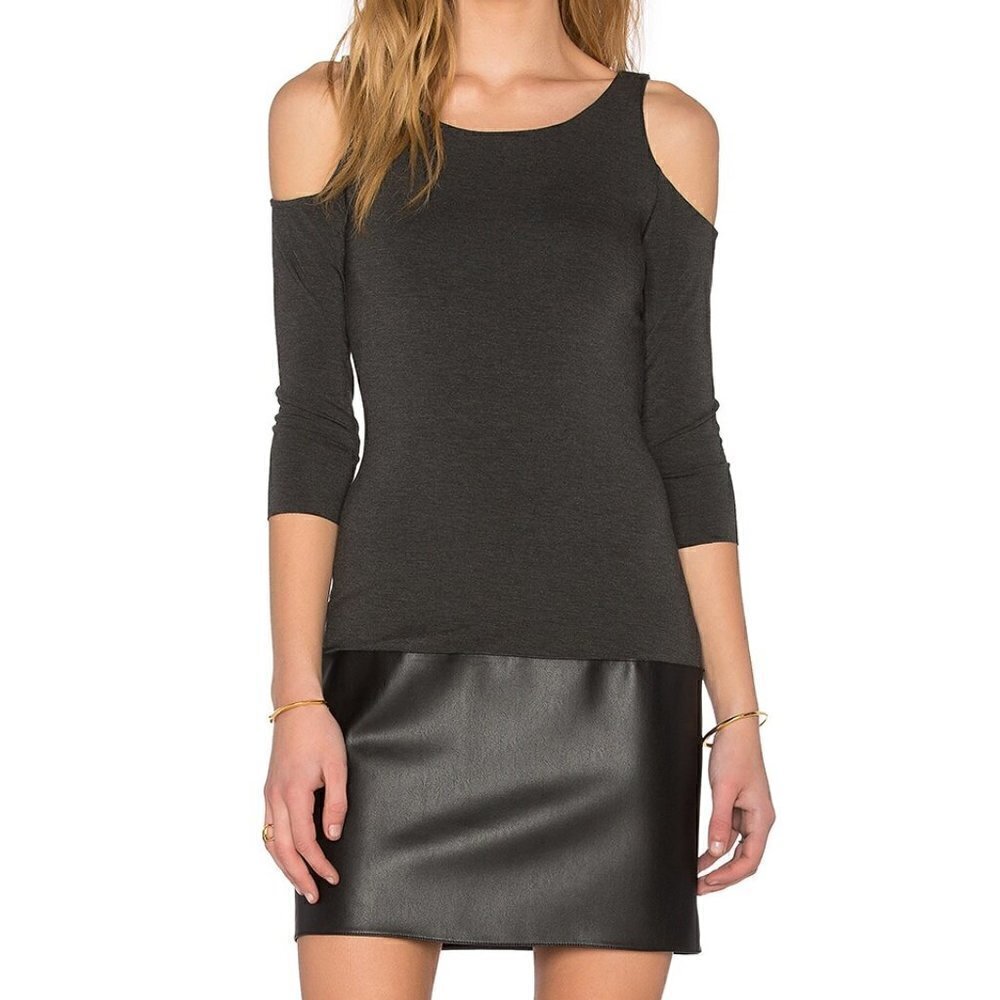Bailey 44 Bernard cold shoulder mini bodycon dress with leather contrast size M